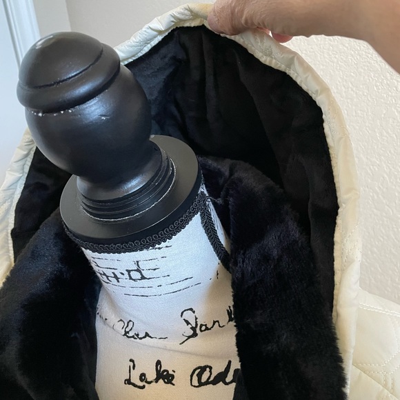 Sporto Quilted Off White and Black Fur Jacket NWT 1X - Picture 10 of 12